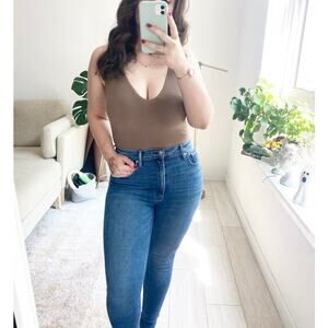 Fashion Nova Brown Ribbed Bodysuit Tank Size Medium